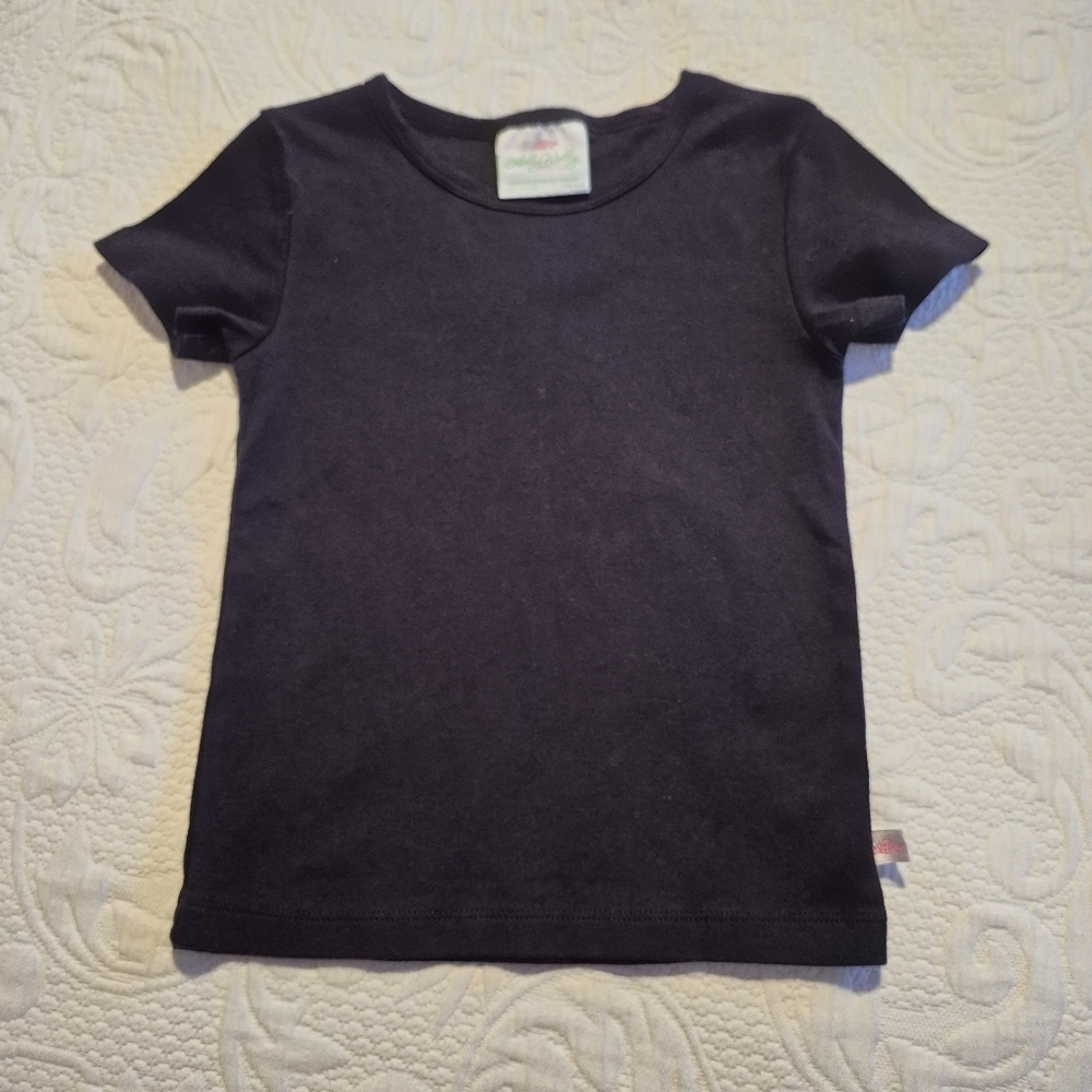 Lolly Wolly Doodle girls size 8 / 9 black short sleeve shirt, VGUC